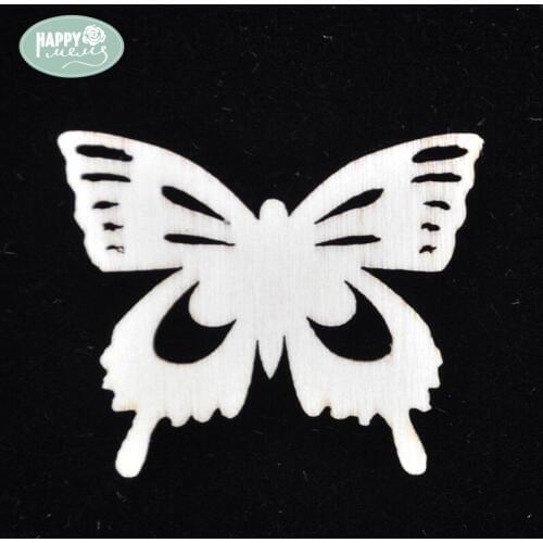Happymems Butterfly Wood Shapes 10pcs/lot DIY Craft Scrapbooking Unfinished Wooden Crafts DIY Home Decoration Wall Stick Shape