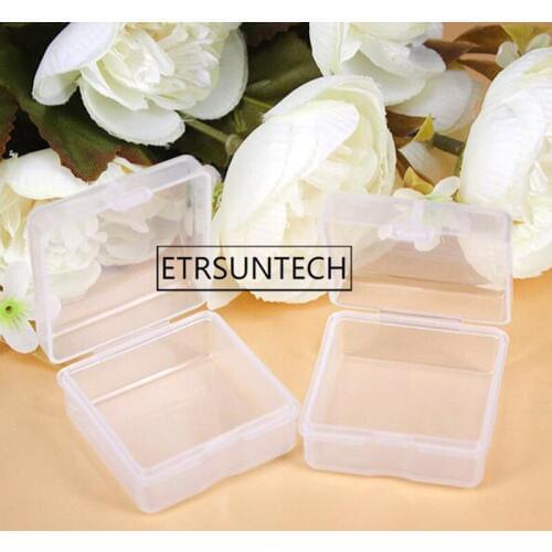 500pcs Transparent Plastic Square Packaging Box Makeup Jewelry Storage Box Electronic Components Badge Brooch Container
