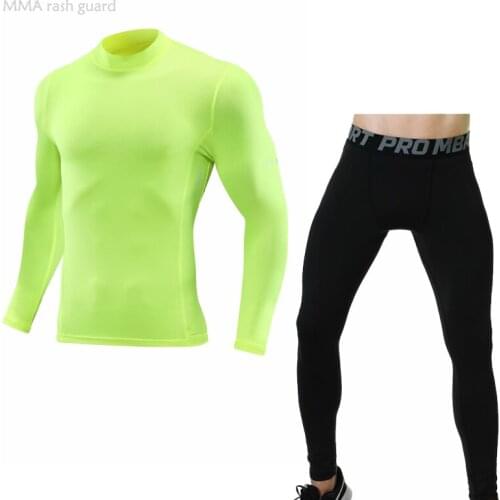 Mens Clothing Winter First layer Running set of Fitness Tights Compression underwear Tracksuit Warm Sweat Suit Jogging suit