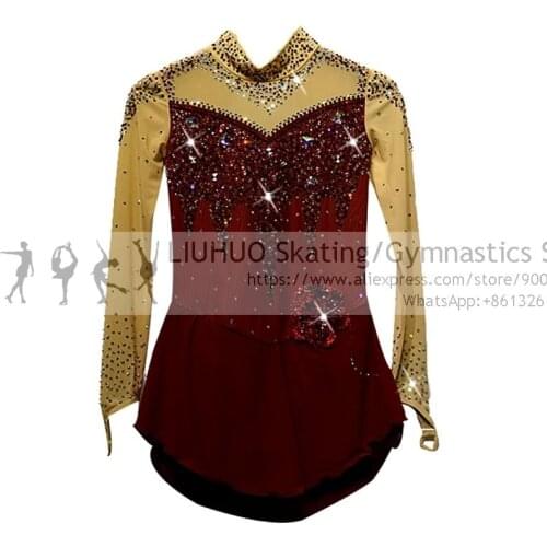 Skating Outfits New design Figure Clothing Women Girls Long-Sleeved Adult large Skirt Children Competition skating Dresses