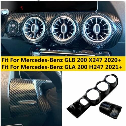 Carbon Fiber Look Dashboard Air AC Outlet Vent Cover Trim Interior For Mercedes-Benz GLB 200 X247 2020 2021 / GLA 200 H247 2021