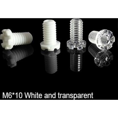 M6*10 hollow screw Pitch 1.0 MM Transparent clear LED Light screw,pc acrylic plastic wire grommet cable outlet Hollow bolt
