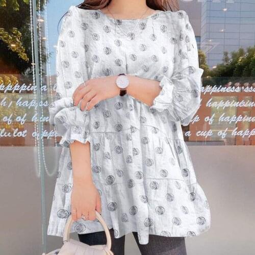 ZANZEA Fashion Ruffle Top Womens 2021 Autumn Floral Print Blusa Casual Puff Sleeve Baggy Pullover Lady Elegant O Neck Blouse 5XL