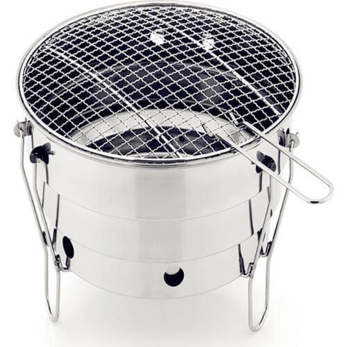 Small Outdoor Stainless Steel Portable BBQ Grilled Net Camping Picnic Charcoal Folding Oven