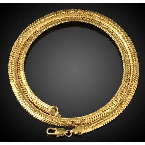 New Trendy Gold plating statement necklace Men 6MM 60cm Chunky Necklaces Men Jewelry Guarantee long color necklaces