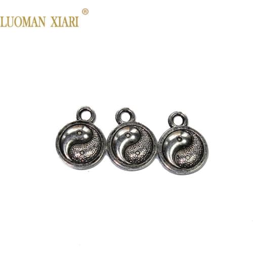 20/50 PCS Wholesale TaiJi Metal Zinc Alloy Charms DIY Pendant Bracelet Necklace Earring For Jewelry Making Accessories 10 mm