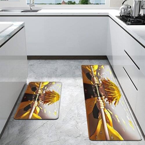 Kitchen Mat Anti-slip Living Room Carpet Demon Slayer Anime Door Mat Kawaii Tapis Salon Hallway Rectangular Carpets Doormat