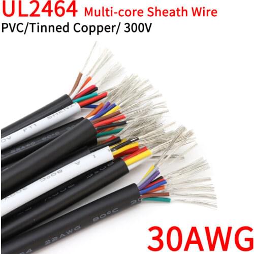 5M 10M 30AWG UL2464 Sheathed Wire Cable Channel Audio Line 2 3 4 5 6 7 8 9 10 Cores Insulated Copper Cable Signal Control Wire