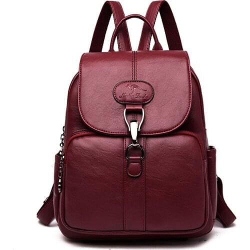 Female Door lock Backpack Multifunction Women Leather Backpack For Lady School Bag Shoulder Sac A Dos Travel Back pack Rucksacks