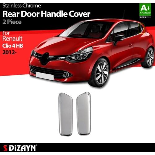 For Renault Clio 4 Chrome Rear Door Handle Cover Stainless Steel 2 Pcs. Year 2012