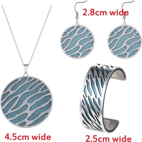 Cremo Round Earrings Charm Necklace Interchangeable Leather Bangles Jewelry Sets DIY Necklace And Earing Set Round Big Pendant