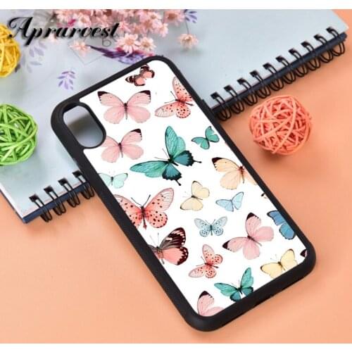 Aprarvest Pastel Butterflies Silicone Rubber Phone Case Cover For iPhone 6 6S 7 8 PLUS X XS XR 11 12 MINI PRO MAX