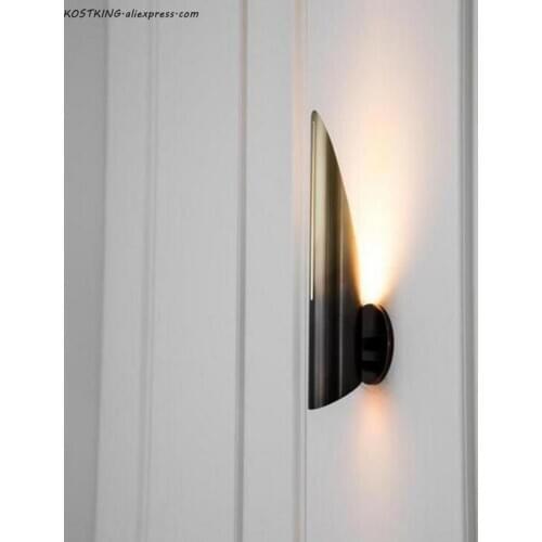 Modern Parlor Led Wall lamp Setting wall Bedside Wall Light Fixtures Black/Gold Body Aisle Bedroom Wall Deco Nordic Luminaire