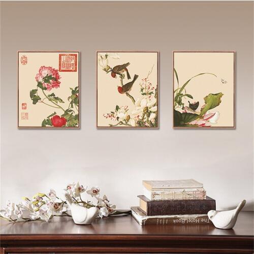 Traditional Chinese Flower Bird Canvas Painting Picture Home Decor Wall Art Print Living Room Retro Plant Vintage Decor Painting