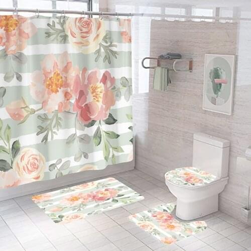 Shower Curtain Waterproof Mildew Proof Bathroom Bathtub Partition Curtain Modern Thicken Flower Pattern Toilet Bath Curtains