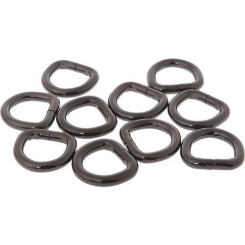 THINKTHENDO 10pcs 15mm Metal Handbag Leather Bag Purse Strap Belt Web D Ring Buckle Clasp