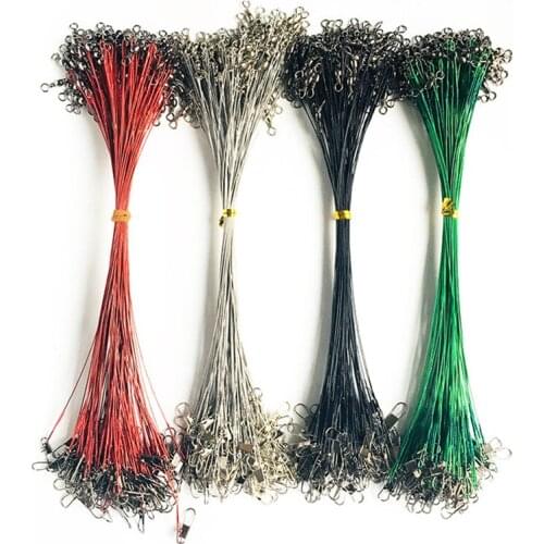 100PCS/lot Anti Bite Steel Fishing Line Steel Wire Leader With Swivel Fishing Accessory Lead Core Leash Fishing Wire 15CM-50CM