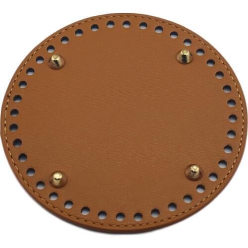 14*14cm Bag Bottoms Leather Bag Accessories Handmade DIY Replacement Round Brown Bottoms for Bucket Bag CrossBody Handbag
