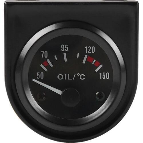 2 inch 52mm 12V White LED Pointer Car Oil Temp Temperature Gauge with Sensor Black