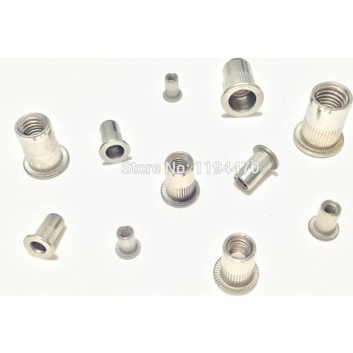 20pcs M3 M4 M5 M6 M8 Metric Thread 304 Stainless Steel Flat Head Rivet Nut Rivet Insert Nut Cap Rivnut