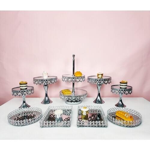 3 tiers cake stand suit cupcake tray silver Accessory Tray Dessert Metal for Wedding Mirrors Decorating Wedding Cupcake