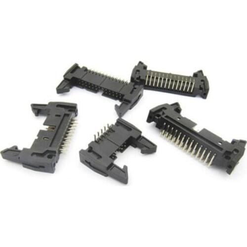 5pcs DC2 2.54mm Pitch 10/14/16/20/26/30/40Pin Male Straight/Right Angle Ejector Header Cable Connector IDC Socket 10/16/30/40P