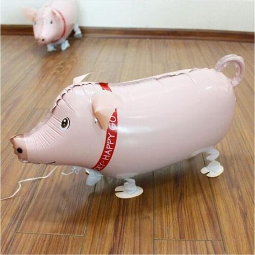 50pcs pink pig Walking Animals balloon inflatable Air ballon Foil decorated childrens birthday party supplies favors Pet globos