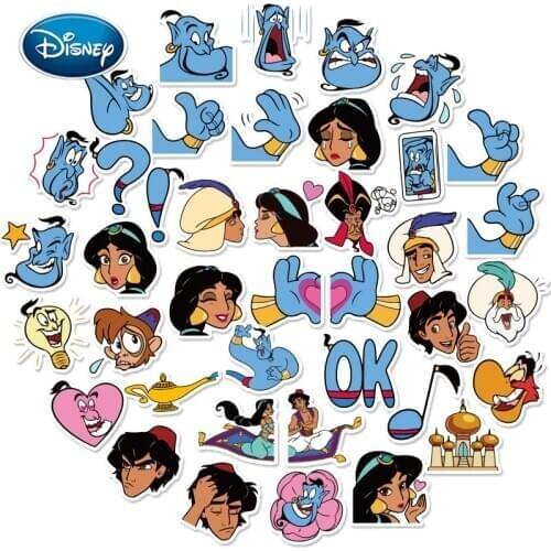 Disney 40pcs Aladdin magic lamp sticker cartoon sticker notebook water cup mobile phone waterproof decoration sticker set