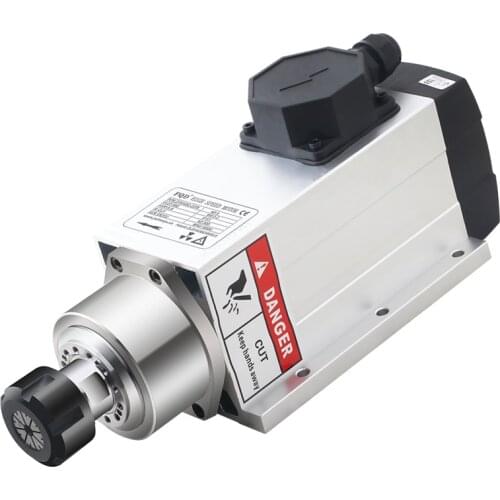 Engraving machine spindle motor square air-cooled high-speed electric spindle 2.2KW 220/380V 8A 300HZ speed 18000rpm chuck ER25