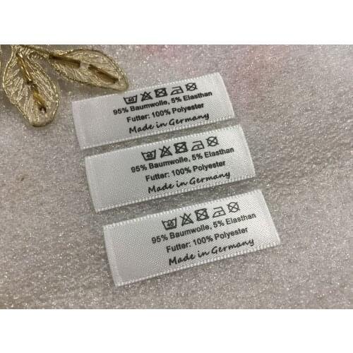 Free shipping wholesale customized garment satin Printed Care label& Size labels with trademark/logo
