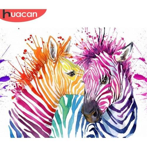 HUACAN 5d Diamond Painting Animal Full Square/Round DIY Diamond Embroidery Zebra Mosaic Couple Handmade Gift Home Decor