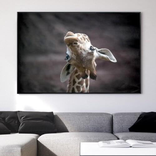 Funny Giraffe Canvas Paintings Wildlife Animals Wall Art Posters and Prints Kids Room Wall Pictures Living Room Home Decoration