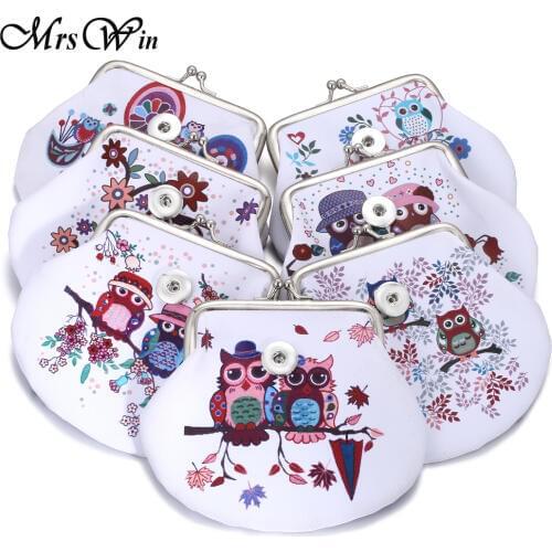 New 18MM Snap Button Jewelry Small Hand Carry Coin Purses Wallets Pouch Girl Women Money Bags Mothers day Gift