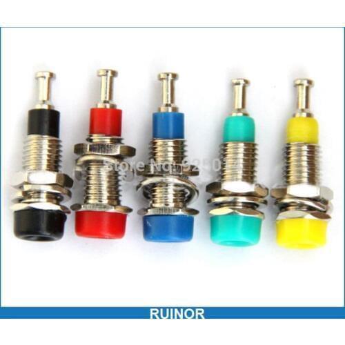 50PCS 5Color Copper 2.0mm Banana Socket 2mm binding posts Panel Mount for Probes
