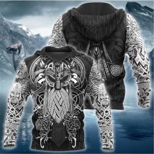 Vintage Viking 3D Printing Vikings Jacket Men/women Black Hoodies Gothic Style Boys Streetwear Outwear Mens Hip Hop Clothing