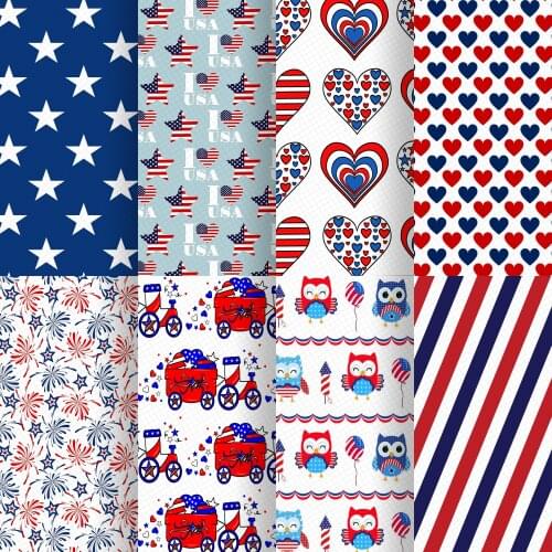 Lychee 20*33cm July 4th Synthetic Leather Fabric For Bow-knot Bags Wallet Earring Phone Case Scrapbook DIY,1Yc17673