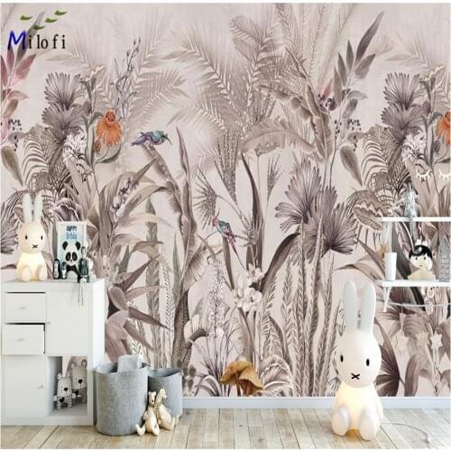 Milofi custom banana leaf wallpaper tropical rainforest plant background mural home decoration 3D photo wallpaper