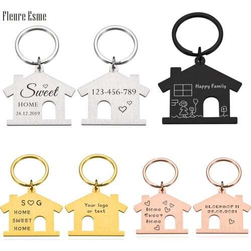 Cartoon House Keychain Personalized Free Customization Women Cute Key Chain Car Unisex Christmas Present Gift Jewelry Wholesale