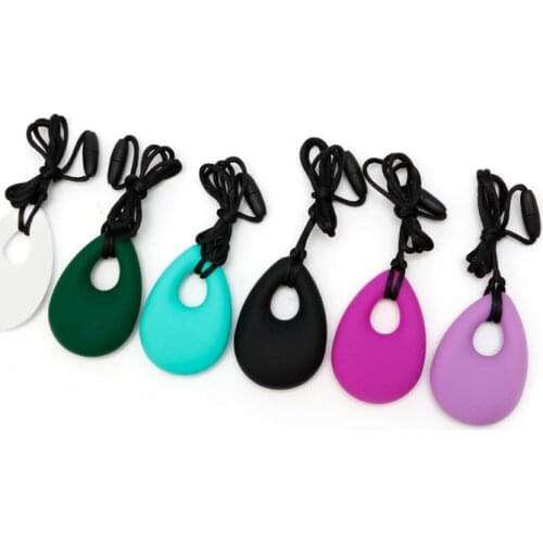 2021 New Silicone Teardrop Pendant Baby Teething Necklace Teether Autism Sensory Chewing
