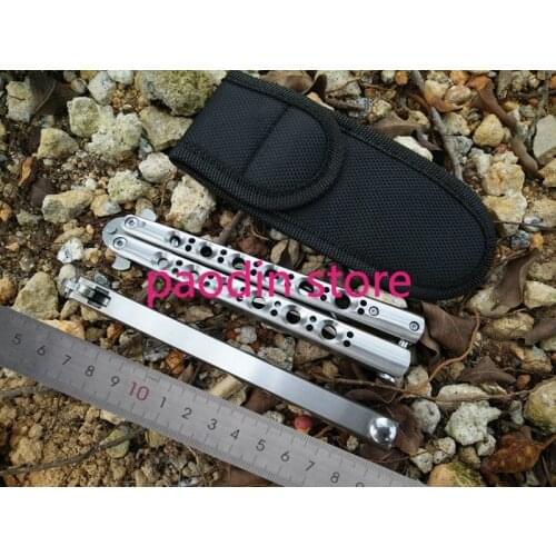 Theone Crocodile Butterfly In Knife Trainer Knife BM Channel 440C Shaped Crocodile Blade Steel Handle Jilt Knife Hunting Tool