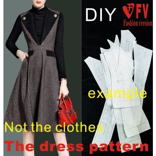 Sleeveless Lapel Dress Pattern Womens Clothing Cutting Structure Design Drawing BLQ-364