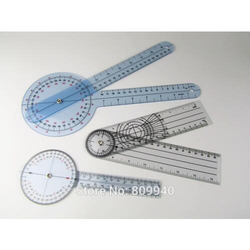 PRESTIGE MEDICAL PROTRACTOR GONIOMETER plastic ruler 3 Piece SET ~ 12" 8" & 8" SPINAL