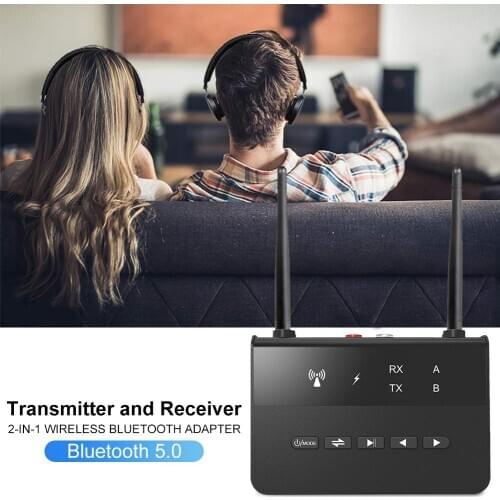 Long Range Bluetooth 5.0 Transmitter Receiver 2 in 1 2.402GHz-2.480GHz Wireless Audio Adapter for TV PC