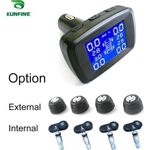 Smart Car TPMS Tire Pressure Monitoring System cigarette lighter Digital LCD Display Auto Security Alarm Systems Tyre Pressure