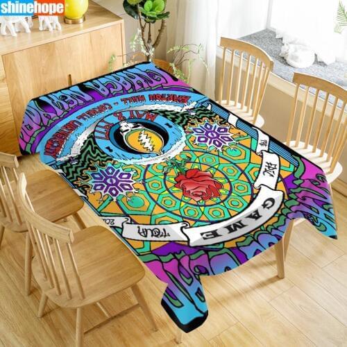 Customize Tablecloth Grateful Dead Oxford Cloth Dust-proof Rectangular Table Cover For Party Home Decor 140x160CM
