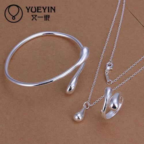 Water drop shaped jewelry womens silver plated jewelry sets Wedding Bridal jewelry S331 Luxurious beautifully