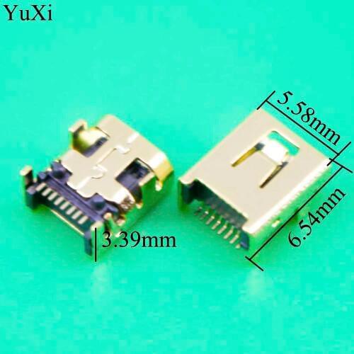 YuXi 10pcs Mini USB 8 Pin Female Jack Pcb Smt Socket Connector Welding Female Jack 8P Gold Plated Connector Plug