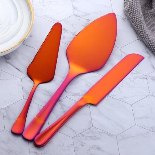 1/3PCS Stainless Steel Rainbow Cake Shovel Bread Knife Pie Pizza Cheese Spatula Server Cake Divider Cutter Knives Baking Tools