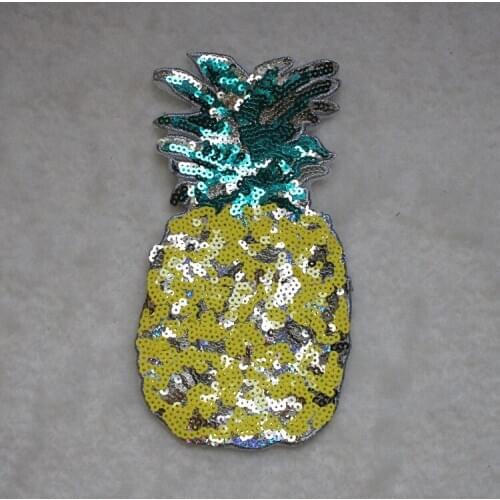 1Pcs Pineapple Sequins Embroidered Patch Iron on Sewing Applique Clothes Shoes Bags Decoration Patch DIY Sewing Accessories