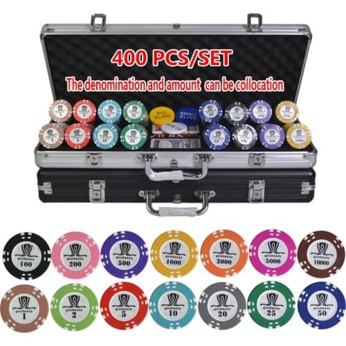 100-500pcs/set AOM Poker Chips Sets Clay Casino Chips Texas Hold'em Poker Coin Sets With Metal Box Table Cloth Button Set 15.5g